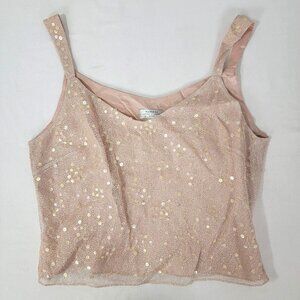 Tahari Arthur Levine Women's PETITE Tank Shell Shirt Size 10P 10 P Shimmery disc